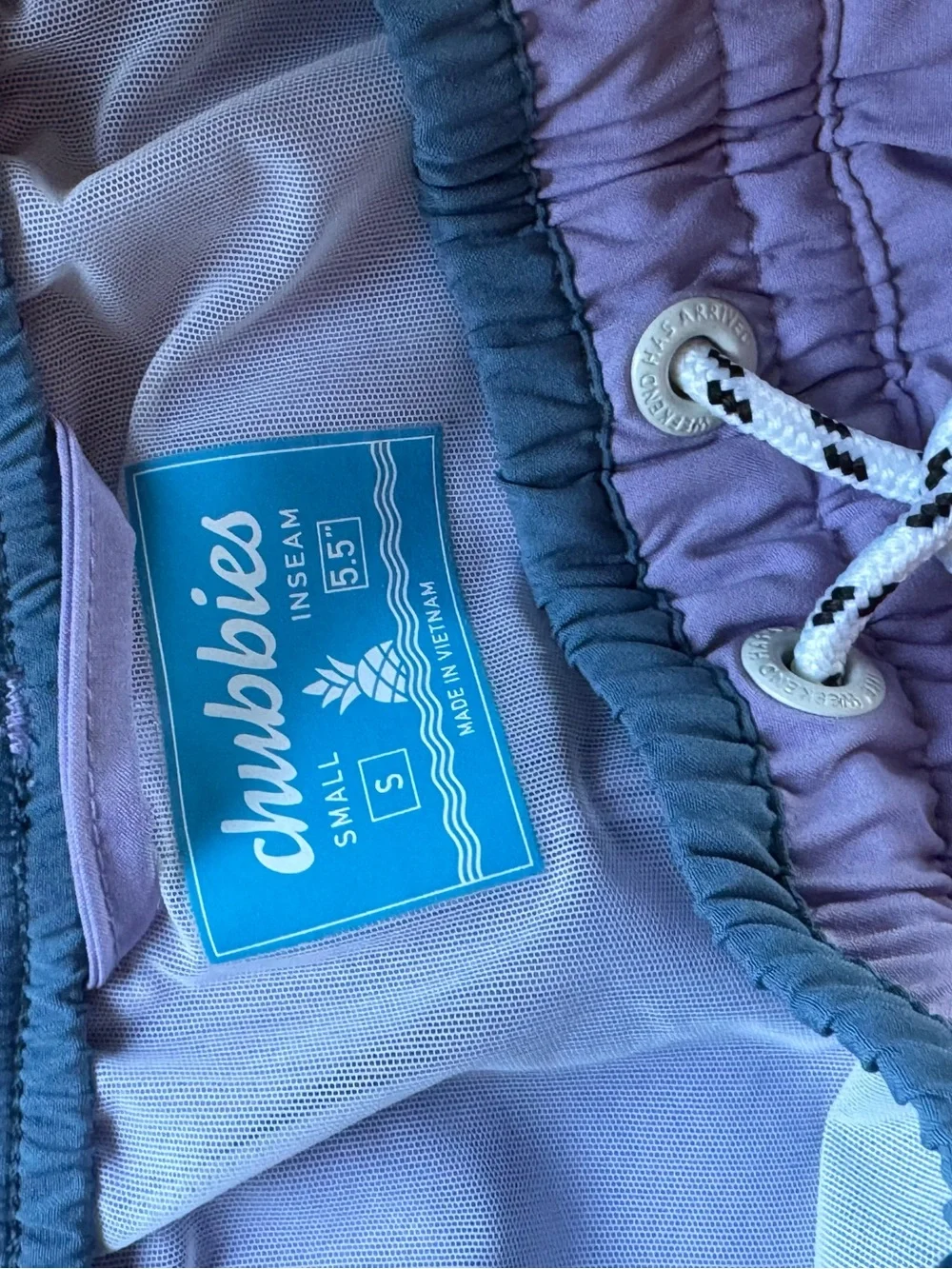 Chubbies Lavender Swim Trunks with Drawstring Waist